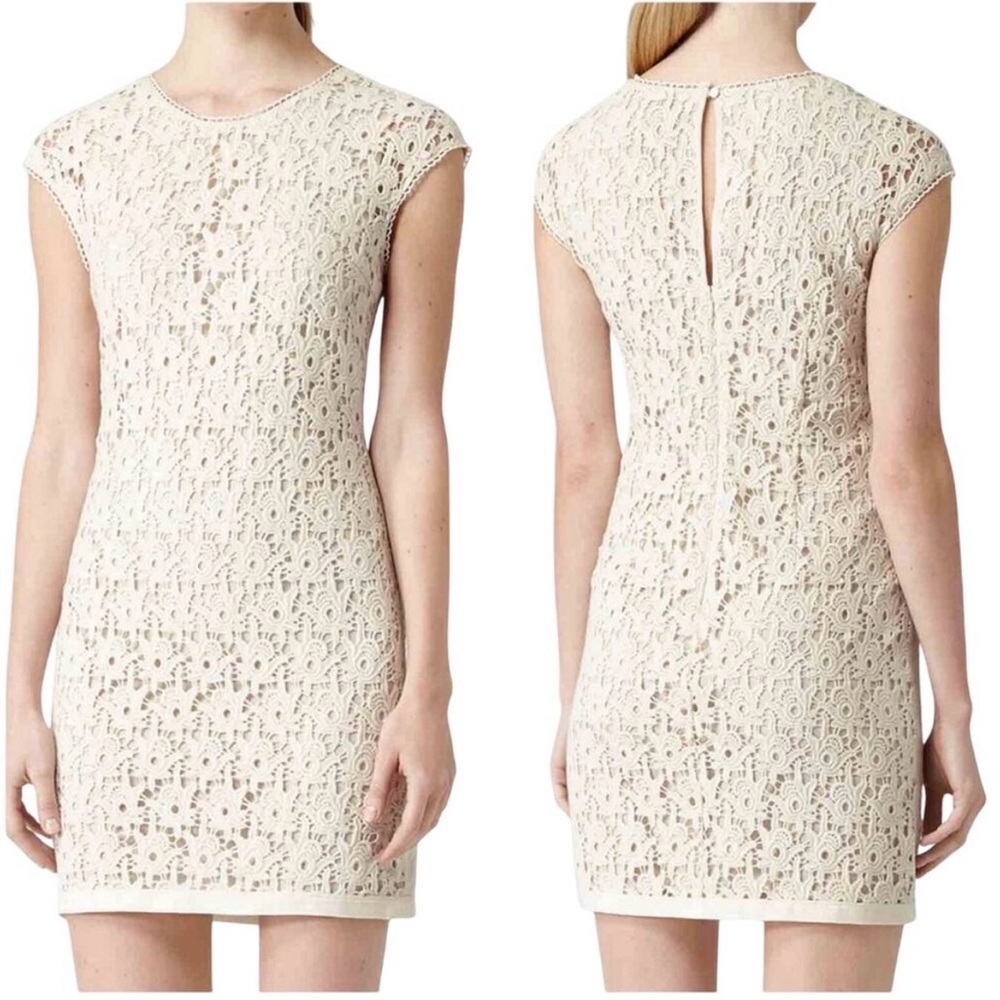 Reiss Ivory Crochet Lace Mini Dress Size 4